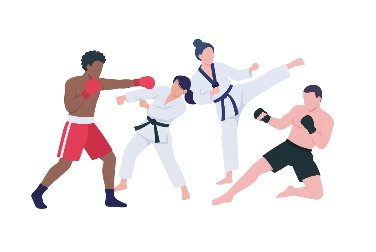 Illustration de la catégorie Sports de Combat, Self Défense et Arts Martiaux